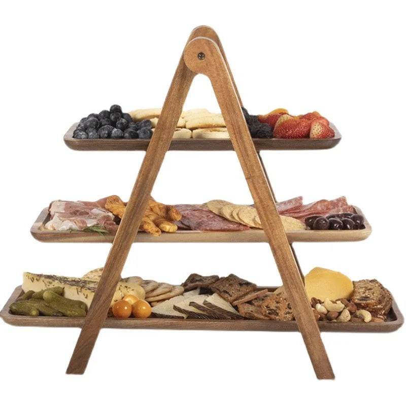 Fruit Tray for Serving Food, Decorative Trays, Kitchen Storage & Organization, Snack Dish Plates, Wooden Wood