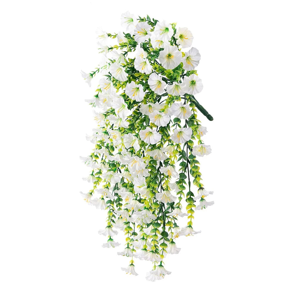 75cm Artificial Flowers Fake Morning Glory Flowers Eucalyptus Leaves Hanging Flowers For Outdoor Party Wedding Garden Decoration