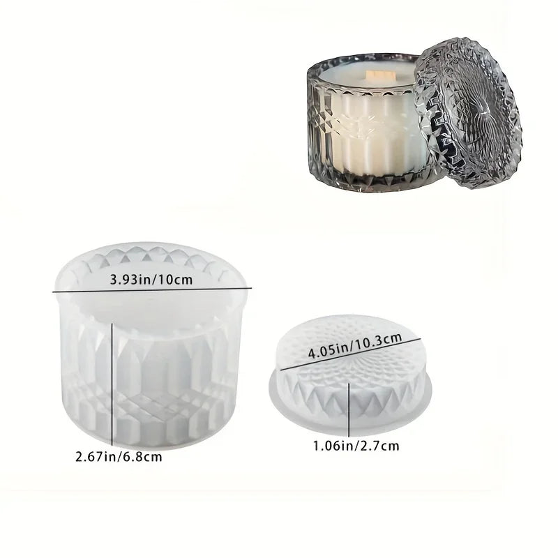 1set Silicone Mold Resin Storage Jar Jewelry Box with Lid, Round Container Jar Casting for Candle Holder DIY Resin Craft