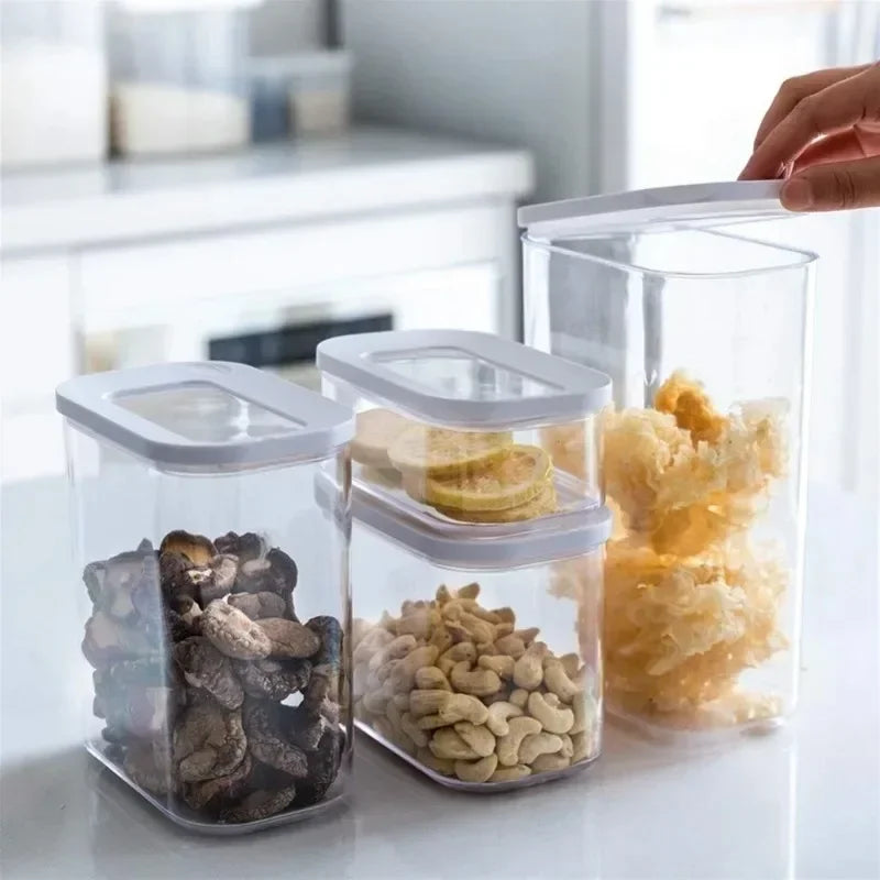 Plastic Sealed Storage Box Transparent Food Container Coffee Bean Organizer Food Storage Cereal Dispenser Kitchen Kitchen Items