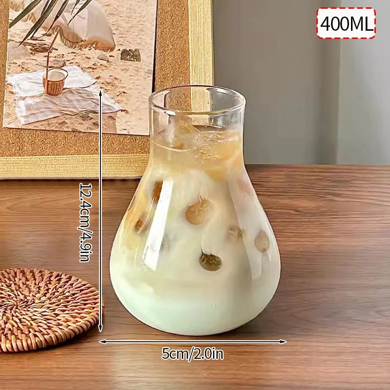 Aesthetic Glass Cup Iced Coffee Mug Drinking Glass Juice Water Bottle Bar Cocktail Glasses Cups Kitchen Drinkware Supplies