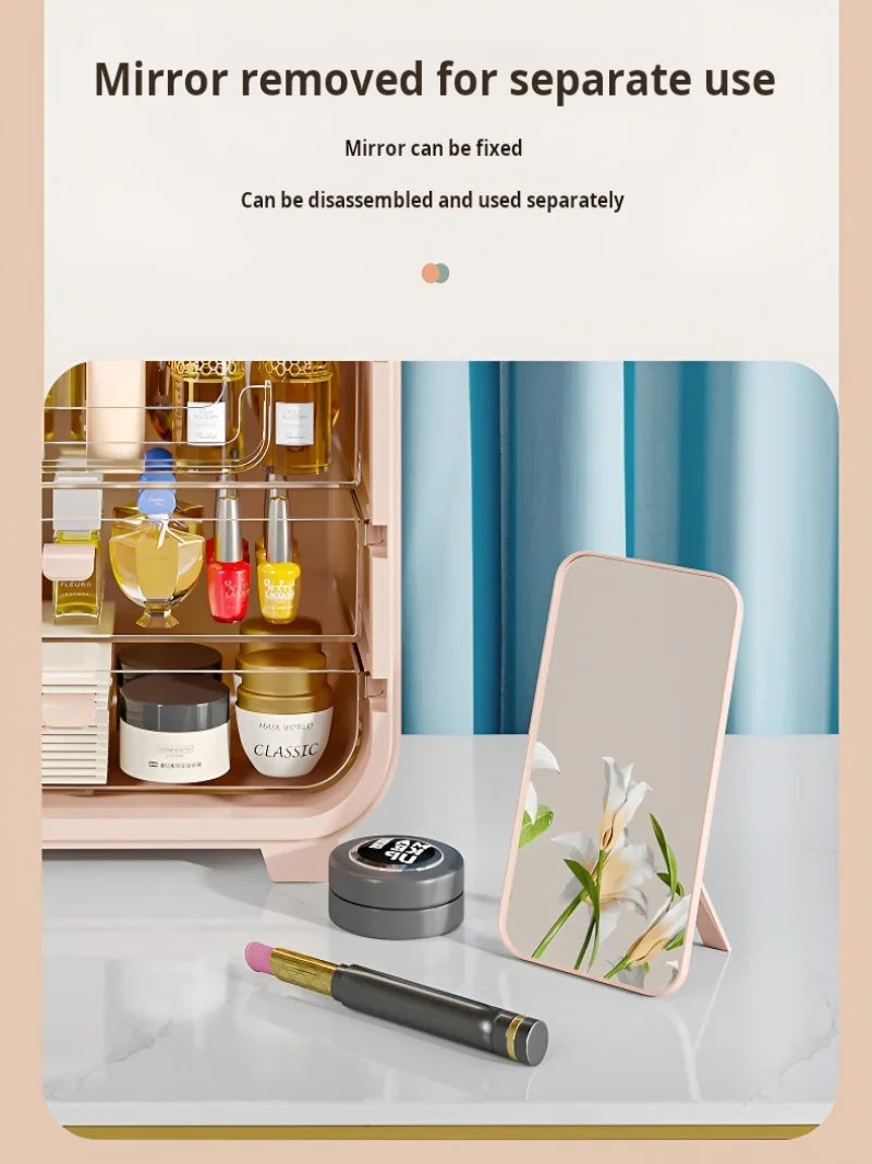 Light Luxury Cosmetic Organizer Large Capacity Cosmetics Storage Box With Led Mirror Jewellery Organizer Dustproof Luxury