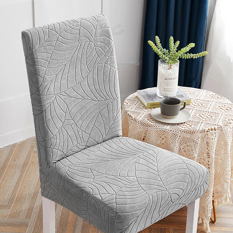 Jacquard Chair Cover for Dining Room Stretch Jacquard Dining Chair Cover Slipcover Elastic Spandex Kitchen Chair Cover