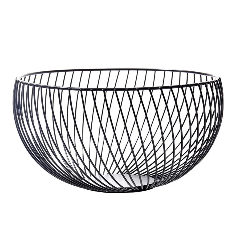 Large Capacity Metal Storage Bowl Iron Fruit Basket Egg Container Vegetable Tray Round Storage Basket Home Storage ganization