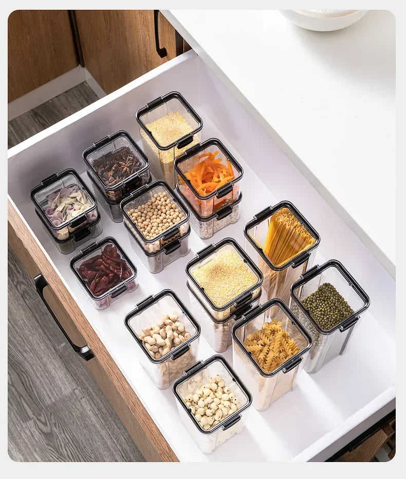 PET Food Storage Containers Kitchen Organization Kitchen Storage Box Jars Ducts for Food Storage Box Fridge Organizer Containers
