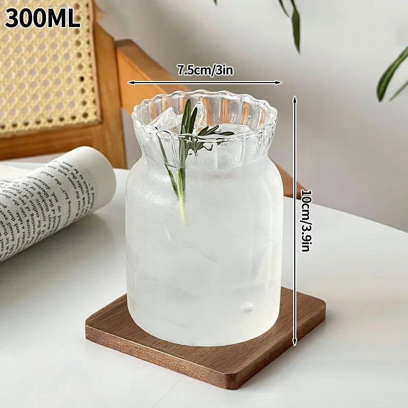 Aesthetic Glass Cup Iced Coffee Mug Drinking Glass Juice Water Bottle Bar Cocktail Glasses Cups Kitchen Drinkware Supplies