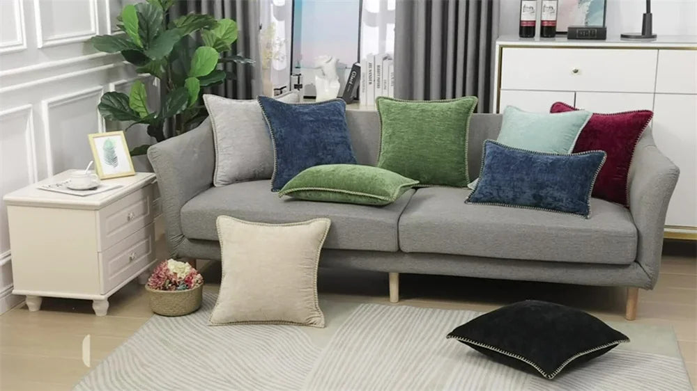 Homaxy Chenille Cushion Cover 50x50cm Velvet Decorati Throw Pillow Cover Soft Luxury Pillowcase For Sofa Decor Pillow Case 40x40