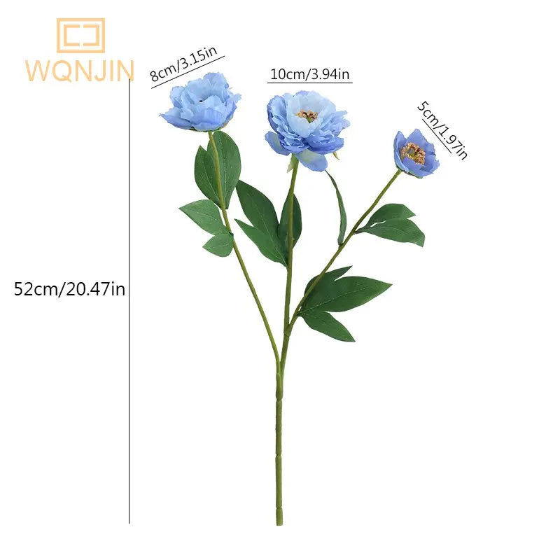Peony Artificial Flower Fake Flowers Bouquet Branch Pink White Blue for Home Decor House Wedding Decoration indoor Garden