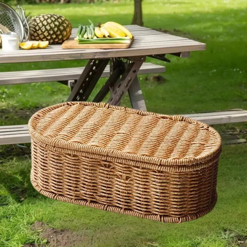 Bohemian Imitation Rattan Storage Basket Woven Dust-proof Frame Home Decoration Organizer