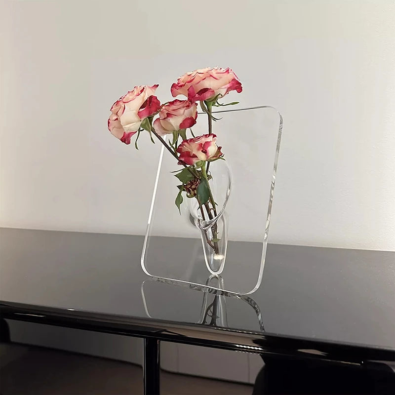 Acrylic Butterfly Frame Vase INS Modern Flower Vase Minimalist Clear Butterfly Vase Art Flower Holder Aesthetic Vase Home Decor
