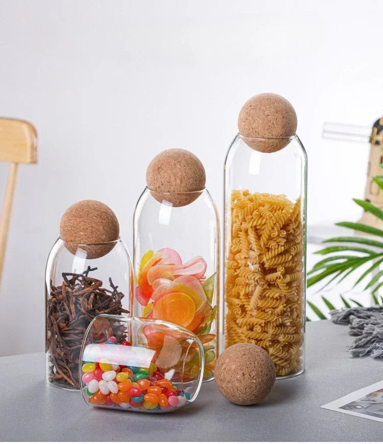 Glass Sealed Jar Kitchen Miscellaneous Grain Storage Jar Coffee Bean Transparent Glass Product Storage Jar