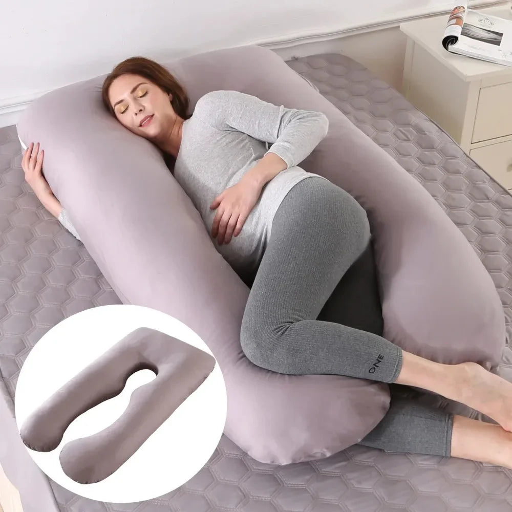 Pillow for Pregnant Women Four Seasons Universal Solid Color U-shaped Cushion Waist Support Nursing Mother Long Body Pillow