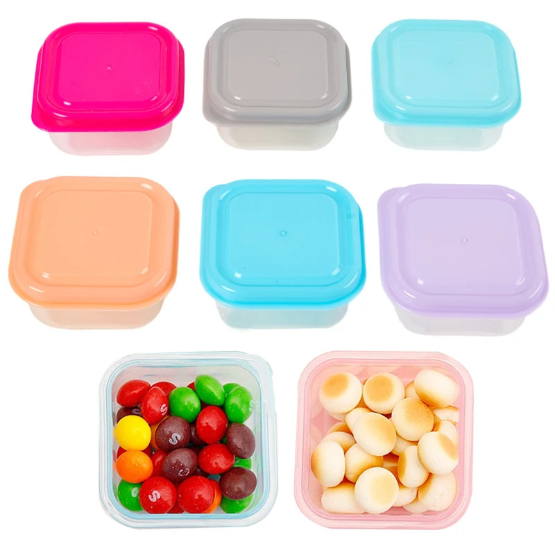 6Pcs Food Storage Container Small Plastic Moisture-proof Containers Mini Kitchen Storage Box with Leakproof Lid Kitchen Accessor