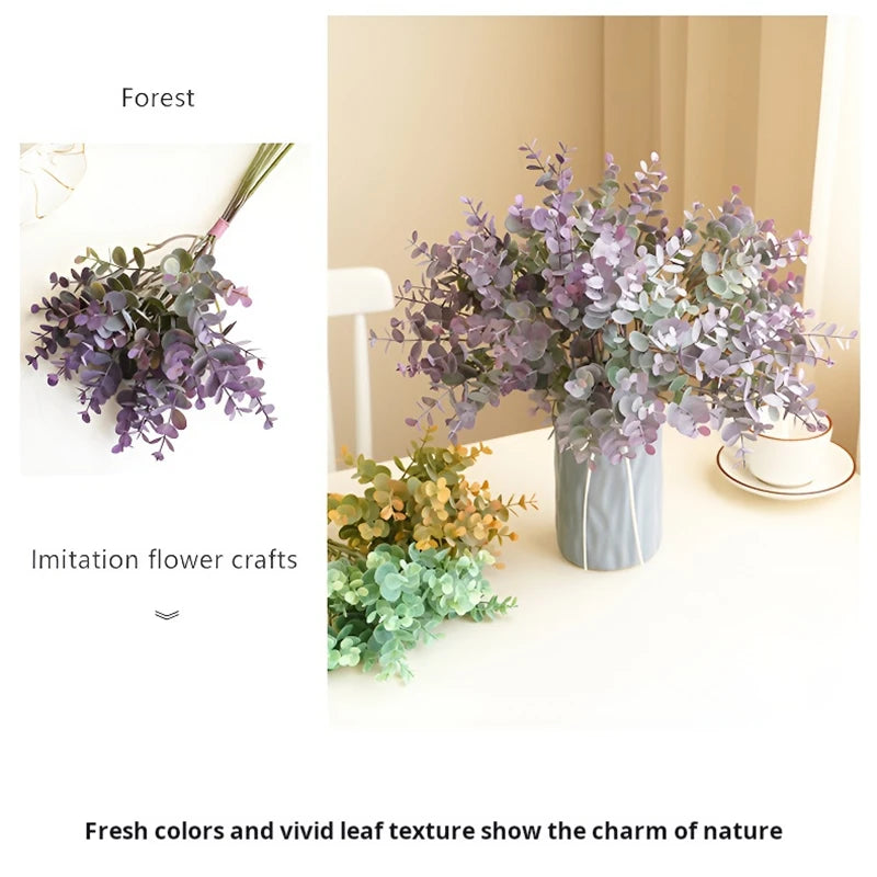 Artificial Eucalyptus Fake Plants Bouquet Plastic Fake Leaf Flower Arrangement Material Party Home Wedding Decor Accessories
