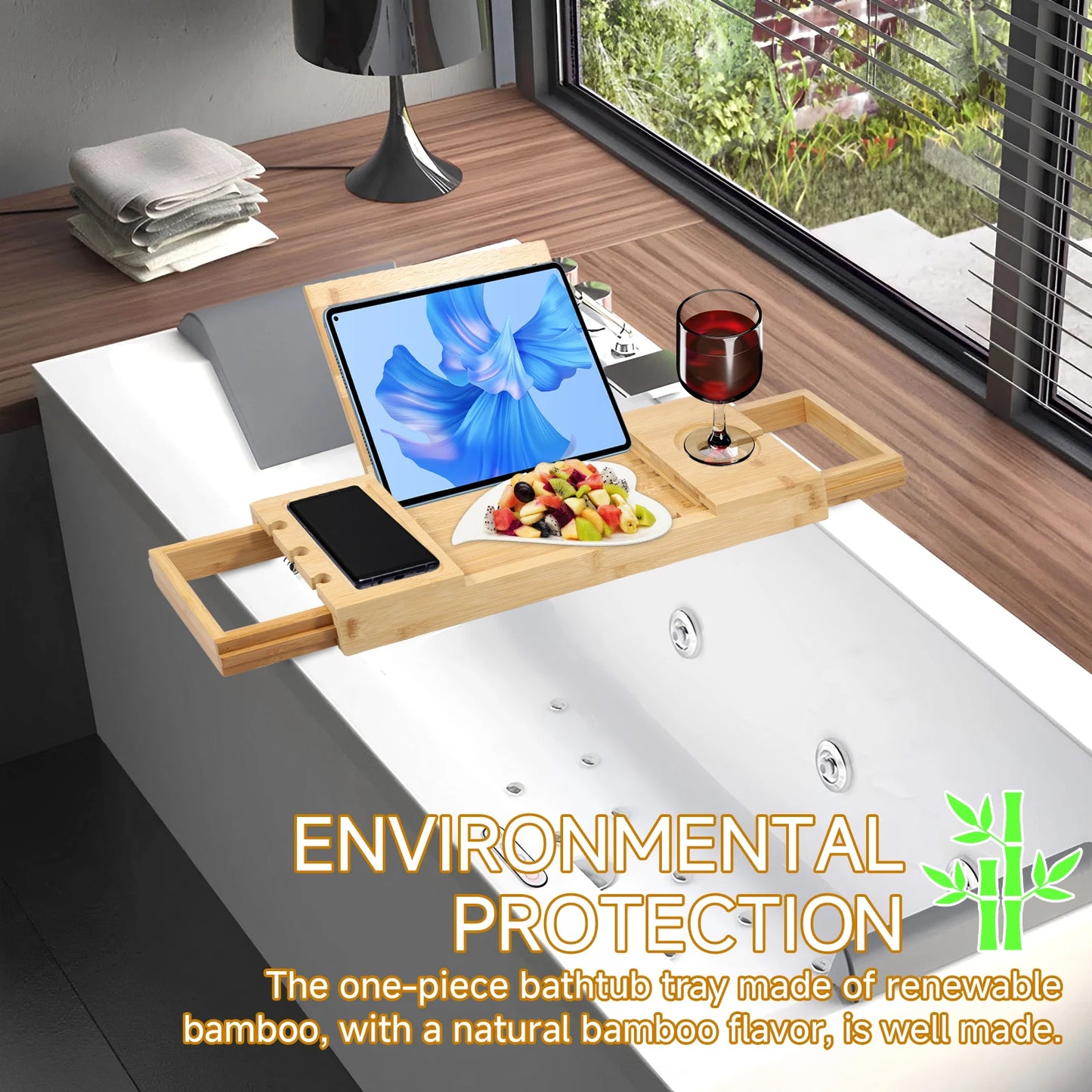 Expandable Bathtub Shelf Bamboo Bathtub Tray Adjustable Length Caddy Anticorrosion Drainage Bathtub Plastic Rack Towel Storage