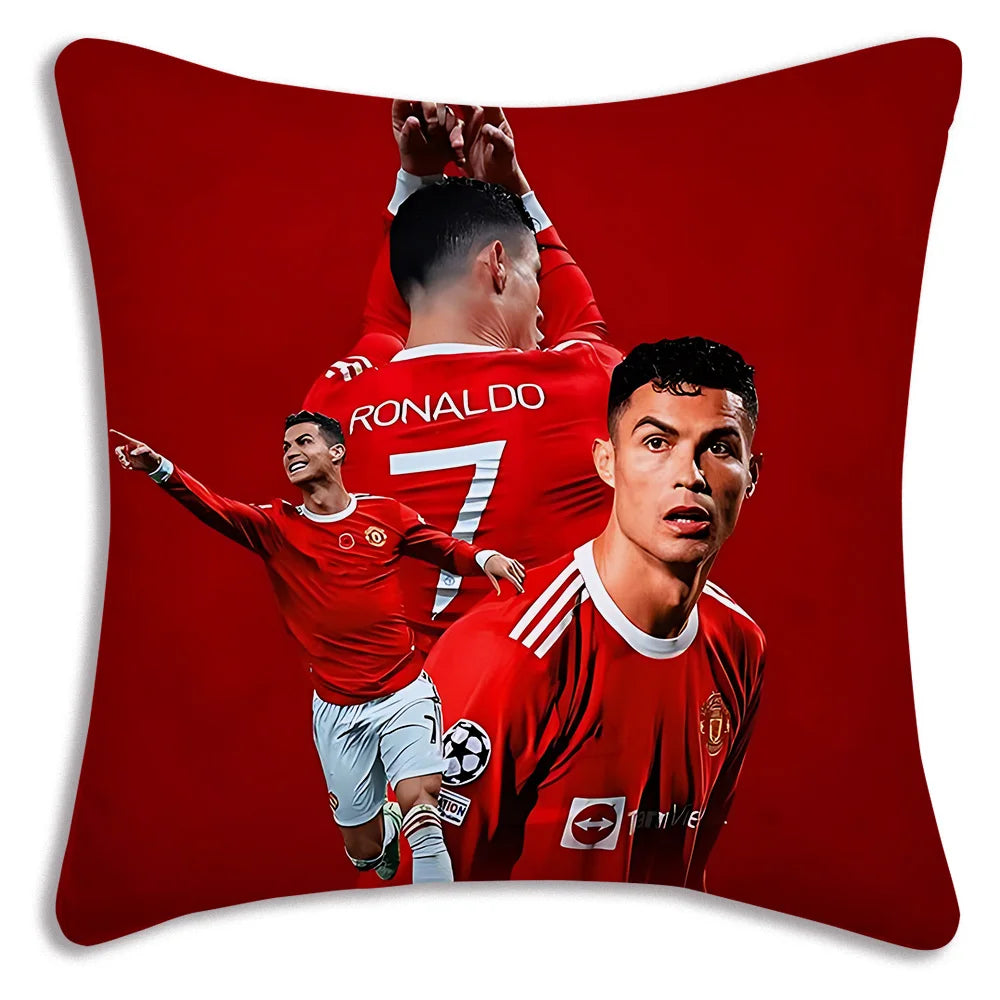 Pillow Covers Cartoon Sofa Decorative Home Double-sided Printing Short Plush Cute Cushion Football Star C Ronaldo Number 7 Cover
