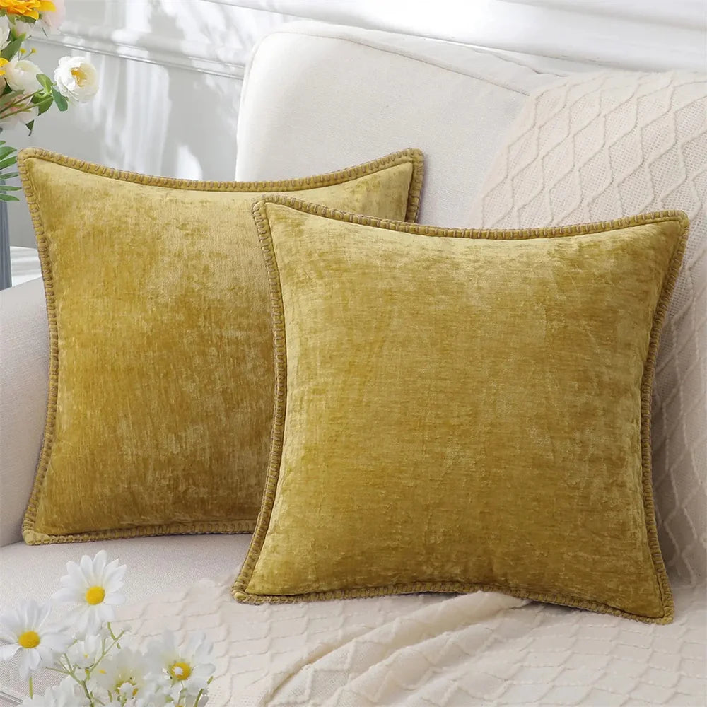 Homaxy Chenille Cushion Cover 50x50cm Velvet Decorati Throw Pillow Cover Soft Luxury Pillowcase For Sofa Decor Pillow Case 40x40