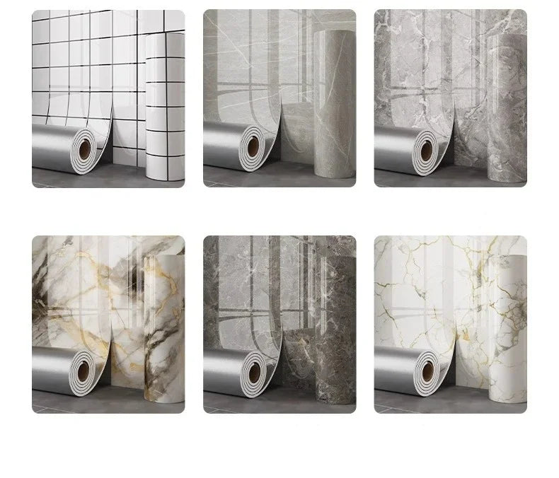 Thick Foam Marble Wall Stickers Peel and Stick Wallpaper Aluminum Foil Bottom Faux Tile Self Adhesive Wall Paper Home Decoration