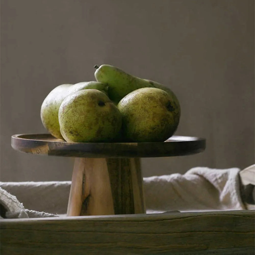 High Stand Wooden Cake Plate Creative Food Serving Trays Eco Naural Wood Dessert Fruit Snack Tray Home Decor Photography Props