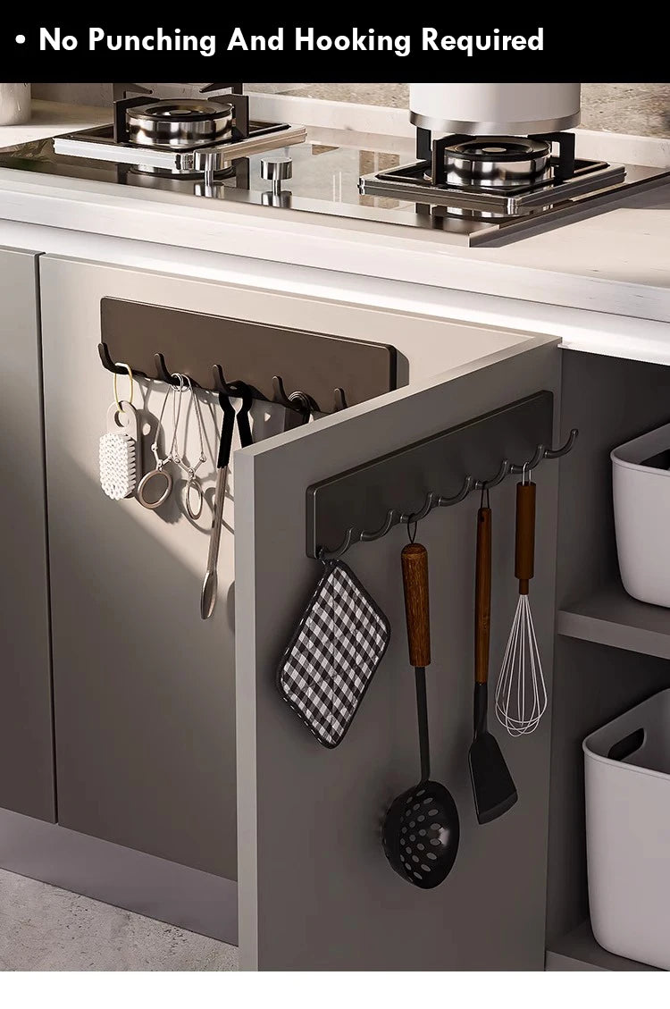 Kitchen Storage Rack Wall Mounted Non Perforated Household Kitchenware Storage Hook Multi Functional Hook Behind Bathroom Door