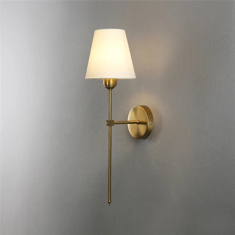 Modern American Wall Lamp for Bathroom Mirror Light Bedroom Room Decor Corridor Cloth shade Sconce 100V-220V Hard wired
