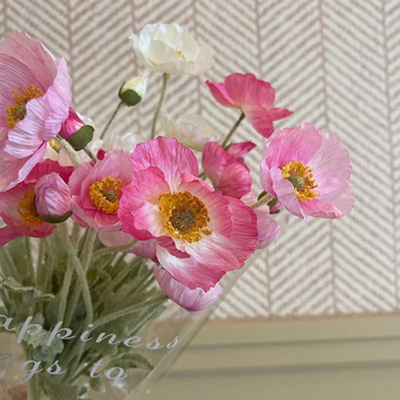 High Quality Beautiful Artificial Poppy Silk Flowers Fake Flower for Home Wedding Salon Party Luxury Decoration