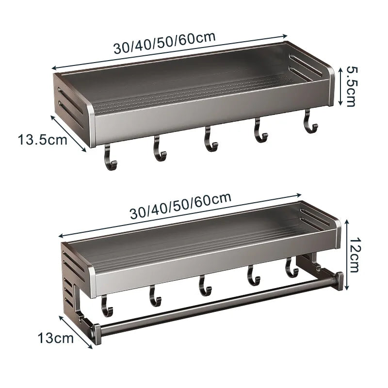 30/40CM Kitchen Storage Rack with Hook Wall Mounted Seasoning Bottle Storage Shelf Knife Shovel Spoon Holder Kitchen Organizers