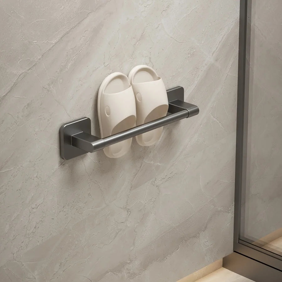 Bathroom Facilities Gun Gray Perforated Wall Mounted Bathroom Towel Bar Size 30 70cm Bathroom Slippers And Towels