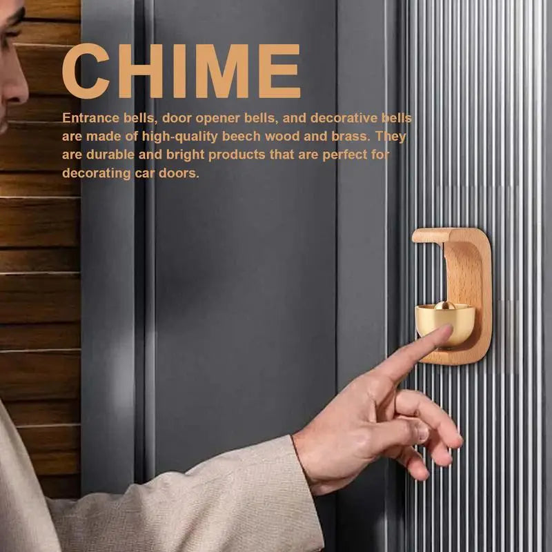 Magnetic Door Bell Natural Wooden Brass Doorbell Chime With Double-sided Tape For Home Doorbell Housewarming Gift