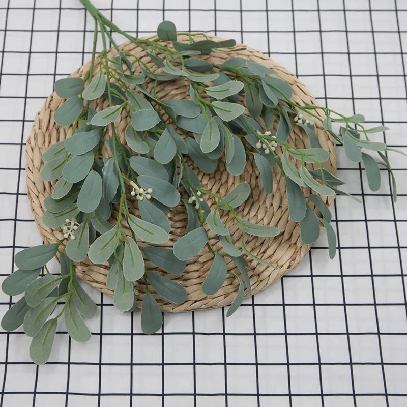 Artificial Plants Leaf Green Long Branch Fake Eucalyptus Flower Arrangement Accessories Wedding Home Decoration Fake Floral