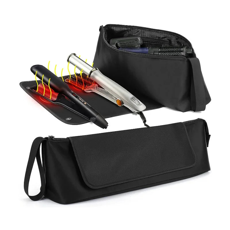 Hair Tools Travel Bag and Heat Resistant Mat Hair Dryer Carrying Case Waterproof Storage Case Portable Multipurpose Organizer