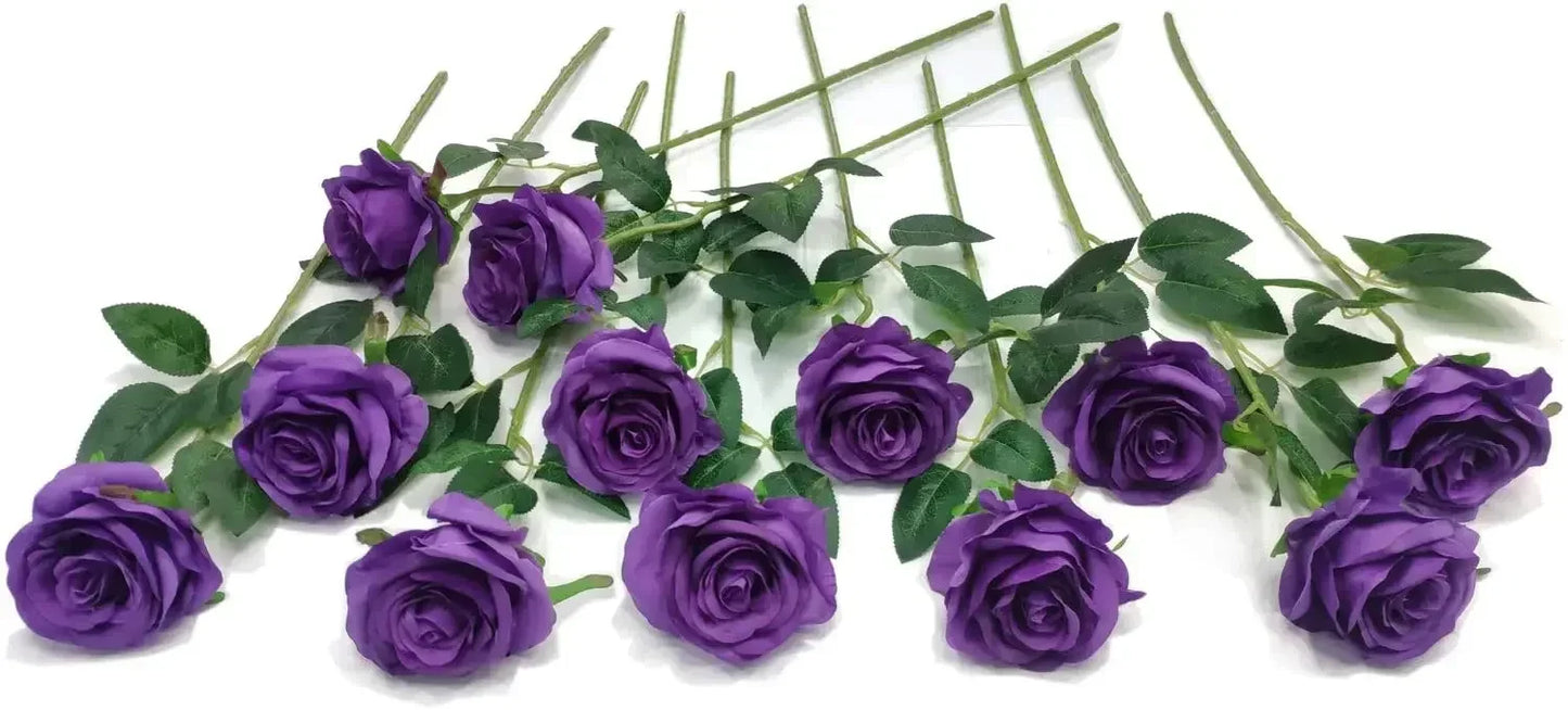 12 PCS Artificial Flowers Roses Silk Flowers Fake Long Stem Artificial Black Roses for Home Party Halloween Decorations