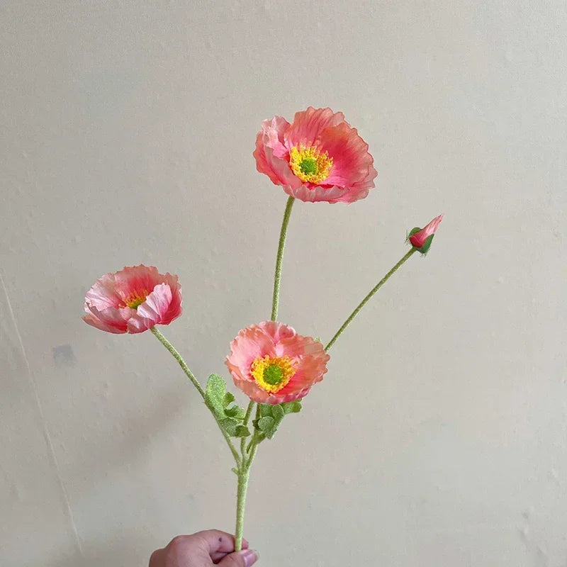 Artificial Silk Flowers Simulation Poppies Wedding Decoration Long Fake Poppy Branch Home Table Decor Ornaments Wedding Flowers