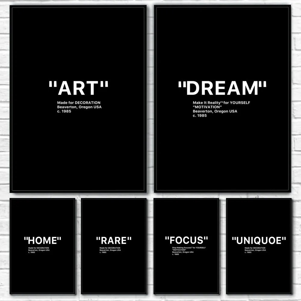 Black and White Minimalist Quotes Poster Sticky Wall Art Printing Waterproof Home Living Bed Room Bar Aesthetic Decor