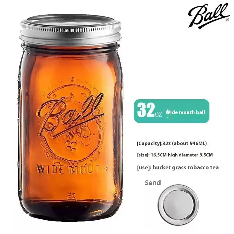 American Mason Jar Glass Transparent Oat-Sealed Beverage Cup Durable Kitchen Storage Container for Milk Shake & Juice