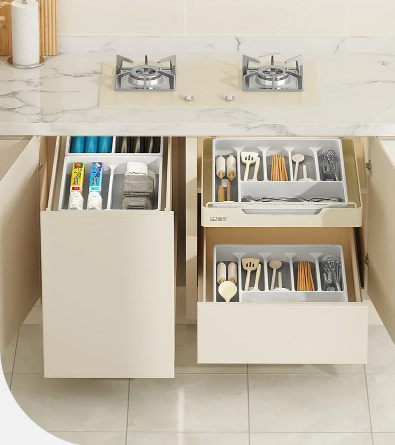 Drawer Kitchen Organizer Silverware Utensil Tray for Flatware Cutlery Holder White Separate Storage Cutlery Kitchen Organiser