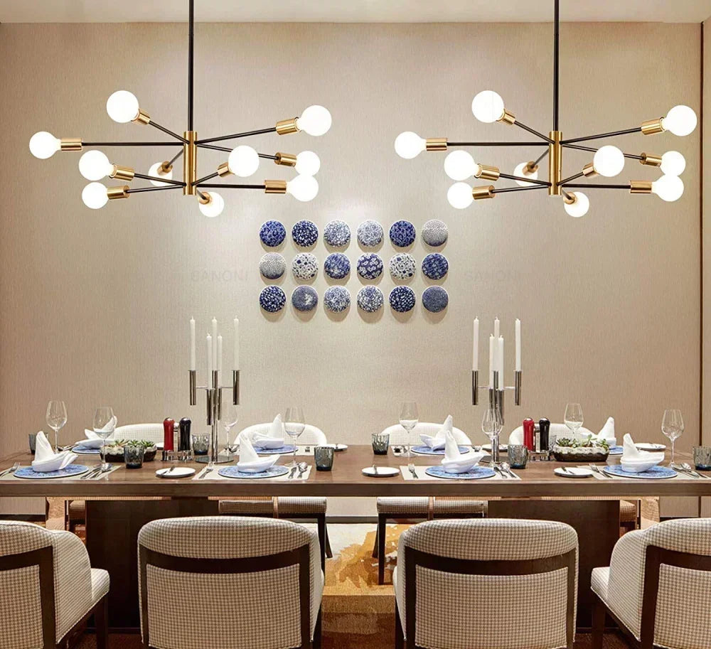 Postmodern Living Room Chandelier Dining Room Bedroom Light Luxury Nordic Lamps Simple Atmospheric Molecular Lamp Home Decor