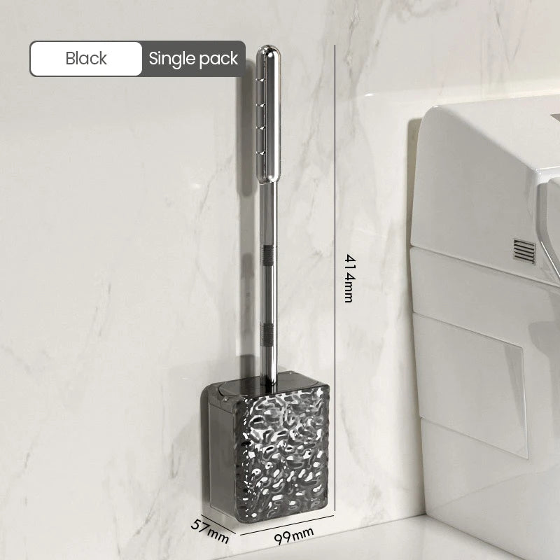 Bathroom Cleaning Brush Wall Mounted Non Perforated Suction Cup Toilet Brush Long Handle Glacier Patterned Bathroom Supplies