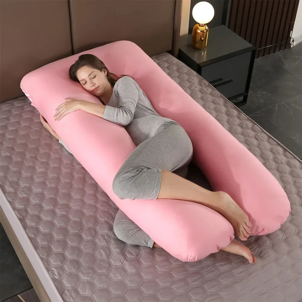 Pillow for Pregnant Women Four Seasons Universal Solid Color U-shaped Cushion Waist Support Nursing Mother Long Body Pillow