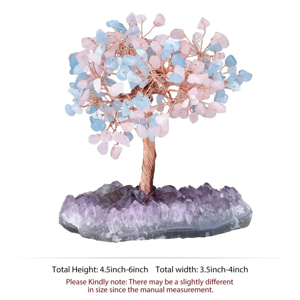 Natural Crystal Money Tree With Rough Amethyst Cluster Base For Luck Wealth Fengshui Home Decoration Desktop Ornaments