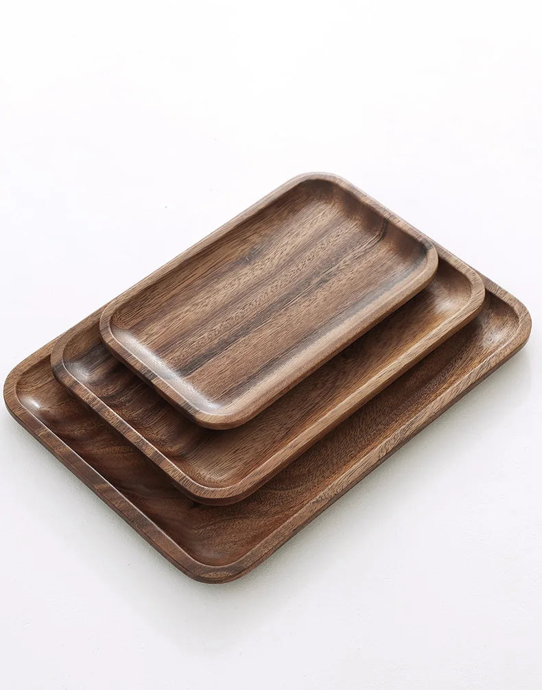 Wooden Tray Acacia Wood Rectangular Solid Wood Dinner Plate Kitchen Accessories Coffee Dessert Tea Storage Tray