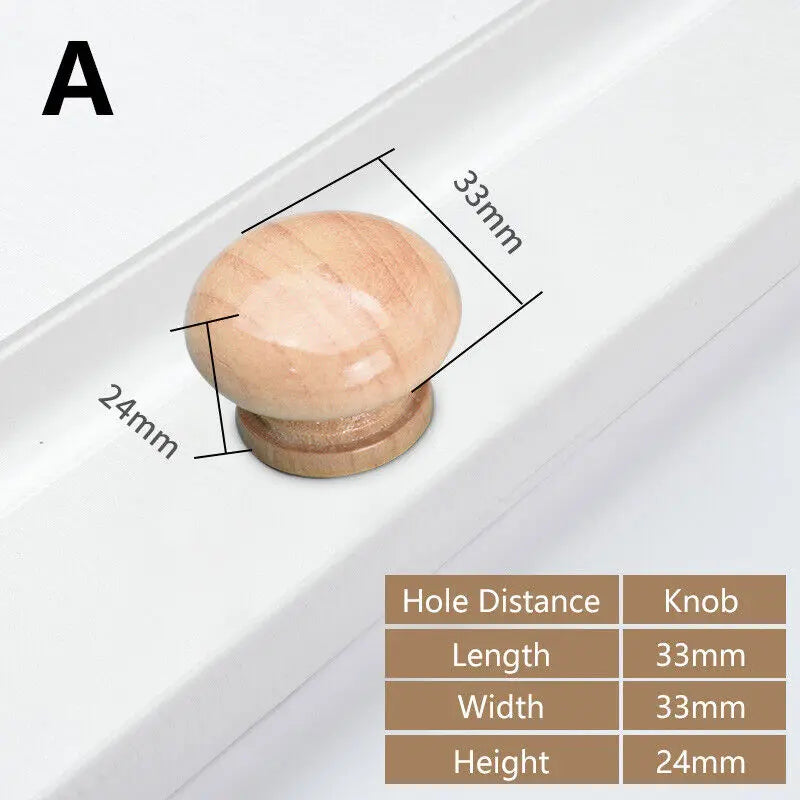 Wooden Cabinet Pulls Handles Furniture Handle Beech Wood Kitchen Knobs Wardrobe Pulls Long Handle Drawers Dresser Door Handles