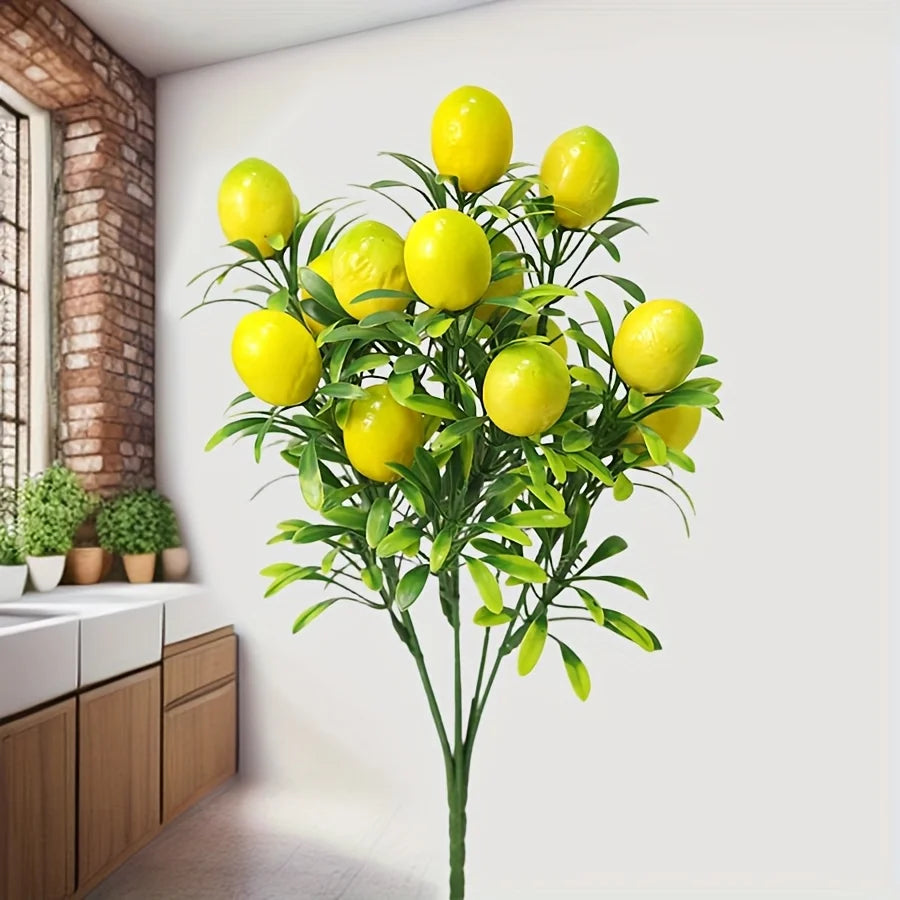 Very realistic artificial lemon tree branch plastic simulation plant for room kitchen party dining table central decoration