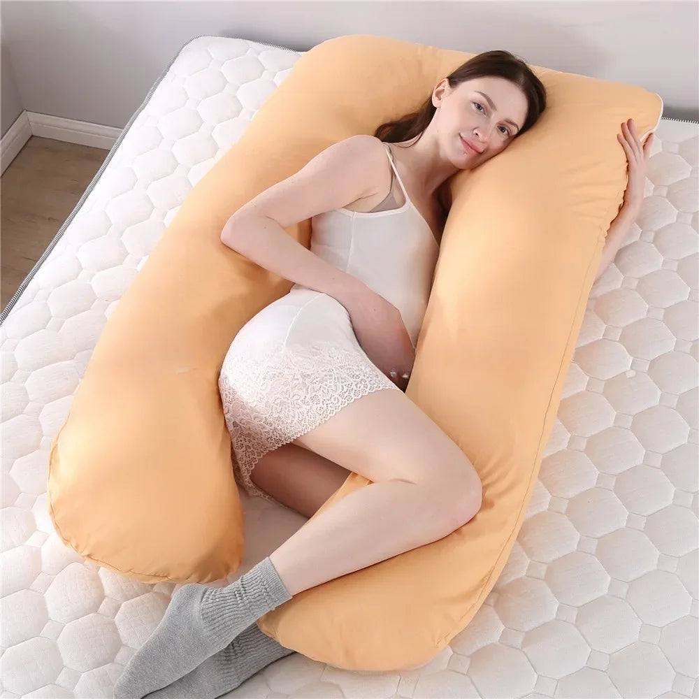 Pillow for Pregnant Women Four Seasons Universal Solid Color U-shaped Cushion Waist Support Nursing Mother Long Body Pillow