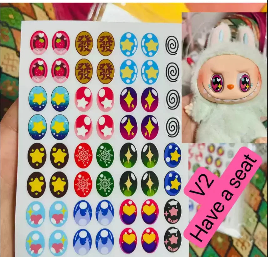 17cm Labubu Color Metal Bracelet Labubu Exquisite Eye Makeup Stickers Eyelash Stickers Vinyl Doll Diy Accessories