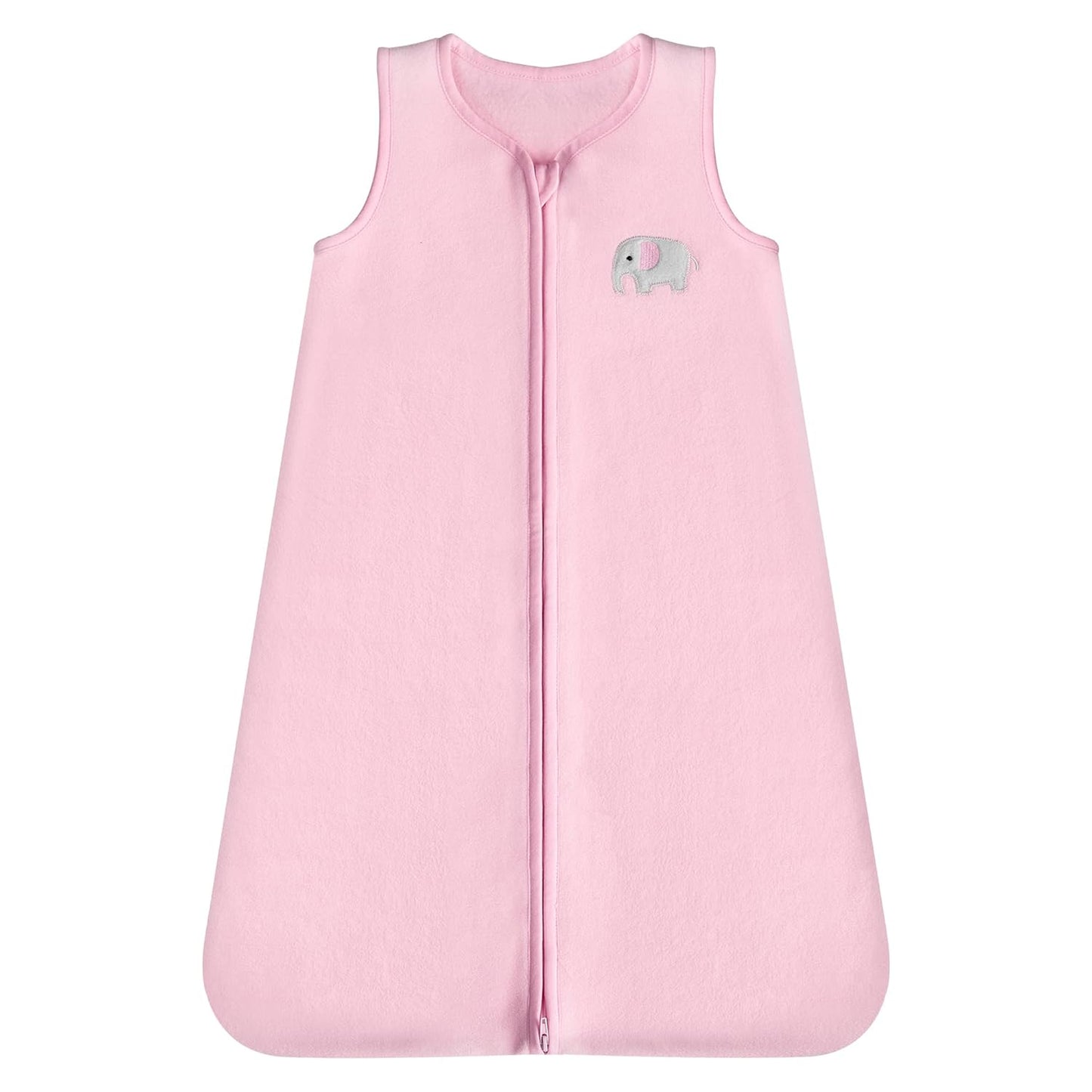 Micro Fleece Baby Sleep Sack 12-18 Months, 1.0 TOG Baby Sleeveless Wearable Blanket with 2-Way Zipper, Sleeping Bag for Baby Girl, 1 Pack, Pink Elephant