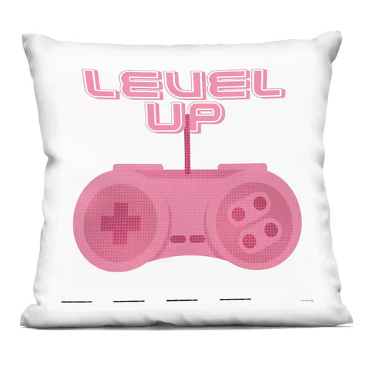 Girl Gamer Pink Level up Pink Abstract Polyester 18 In. X 18 In. Throw Pillow