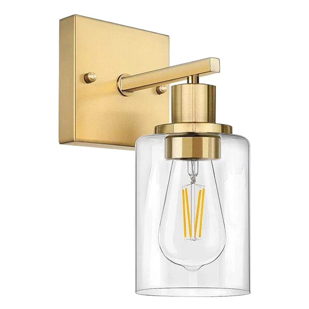 2-Light Bathroom Light Fixtures Modern Vanity Lamp with Clear Glass Shade Indoor Vintage Mirror Bathroom Sconce Wall Lighting