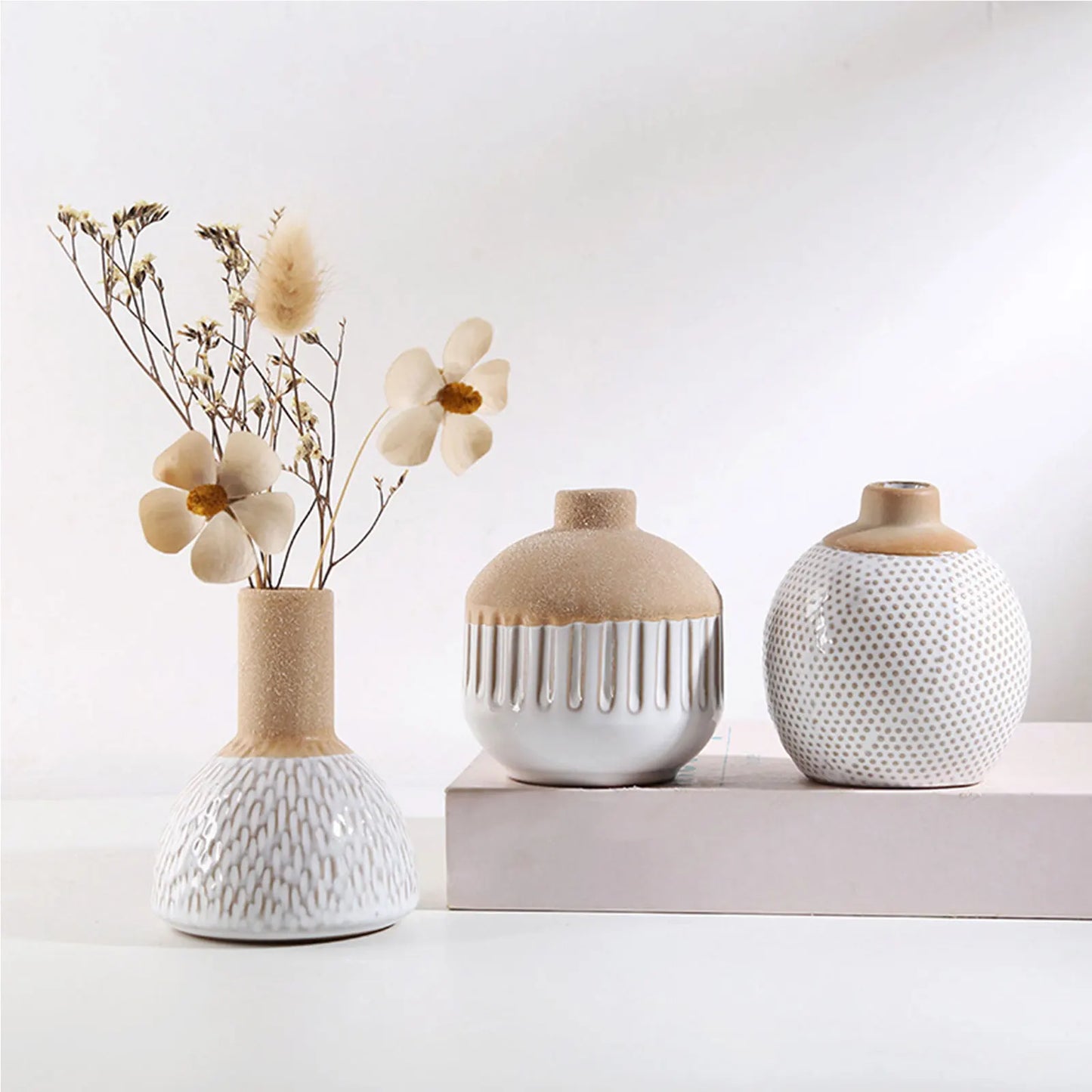 Modern Flower Vases Floral Arrangements Decorative Vases Boho Ceramic Vase for Entryway Dinner Living Room Kitchen Decoration