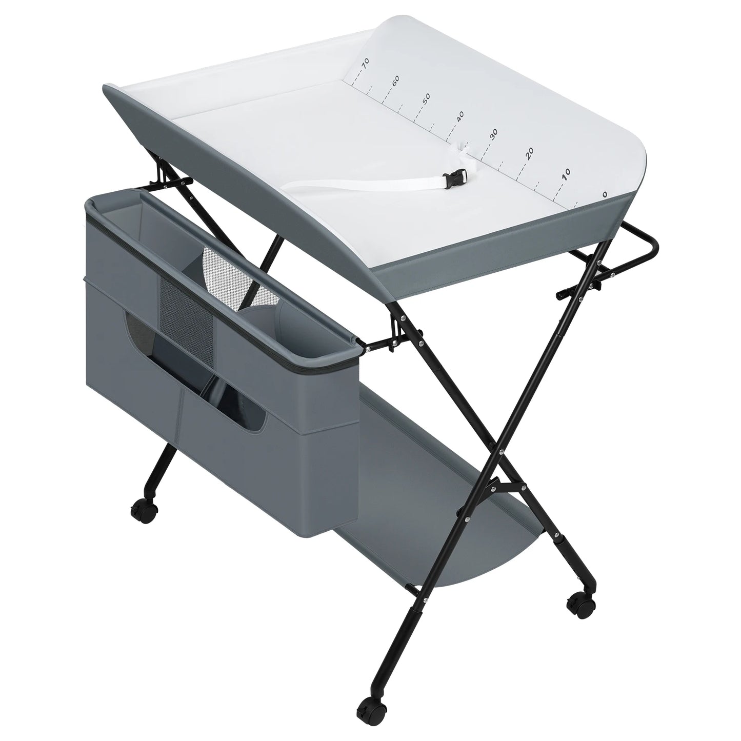 WOLTU Height Adjustable Portable Children Kids Cabinet Foldable Baby Changing Table with Wheels Storage Basket